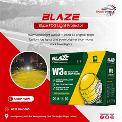 BLAZE W3 LED Dual Lens Fog Lamp Module –BUMPER PROJECTOR LENS  Switchable White/Yellow Beam, 90W Super Penetrating Power